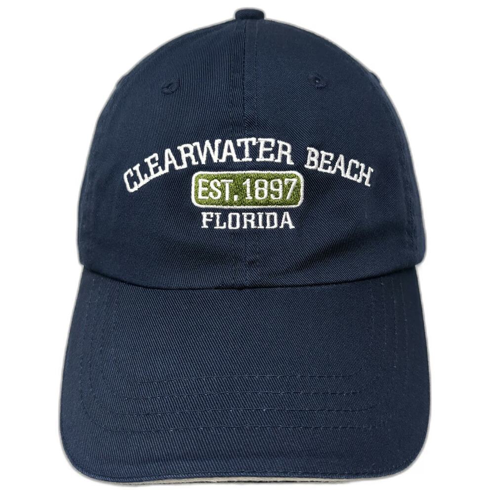 Wings Baseball Cap Blue One Size Clearwater Beach Florida EST 1897 Strapback Hat